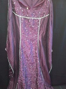 Adult Female Costumes to Hire - Medieval - Plum dress with silver trim